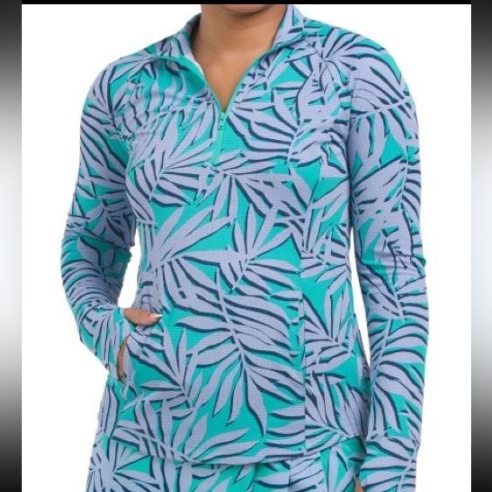 Tommy Bahamas Active Textured 1/4 Zip Golf Tennis Pullover Size XS Tropical